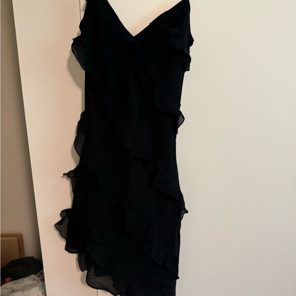 Abercrombie & Fitch Black Asymmetrical Ruffled Cocktail Dress